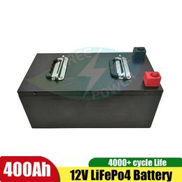 High Capacity Stainless Steel Shell 12V 400Ah Lifepo4 Battery With BMS for RV AGV Solar Panel Energy System + 20A Charger