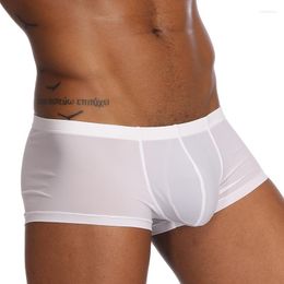 Underpants IYUNYI Men Underwear Boxer Shorts U Convex Pouch Ice Silk Soft Sexy Men's Homme Cuecas Male Panties