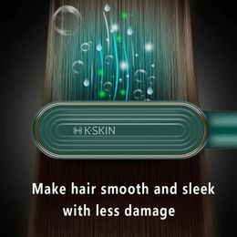 30s Fast PTC Ceramic Heating Hair Straightening Brush - Get Sleek & Shiny Hair with Negative Ion Technology