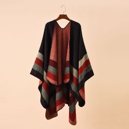 Scarves Fashion Winter Warm Plaid Ponchos And Capes For Women Oversized Shawls and Wraps Cashmere Pashmina Female Bufanda Mujer 230809