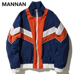 Mens Jackets MANNAN Vintage Multicolor Colour Block Patchwork Windbreaker Autumn Hip Hop Streetwear Zip Up Track Casual 230809