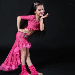 Stage Wear Design Kids Girls Belly Dancing Costumes Set Dress Top Skirt Suits Clothes For Children S/M/L Size