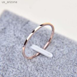 2MM Thin Titanium Steel Silver Colour Couple Ring Smooth Simple Fashion Rose Gold Colour Finger Ring For Women and Men mens gifts L230620