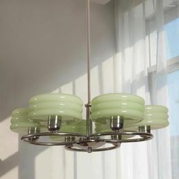 Pendant Lamps French Style Retro Living Room Lamp Middle Ancient Vintage Master Bedroom Design Sense Creative Green Glass