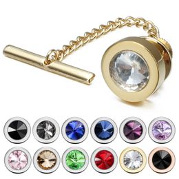 Cuff Links HAWSON men's tie clip with chain Shiny crystal for shirt accessories fashion wedding gift box 230809