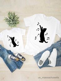 Family Matching Outfits Women Child Kid Clothing Letter Love Cat Animal Graphic T-shirt Tee Boy Girl Summer Mom Mama Clothes Family Matching Outfits R230810