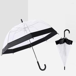 Umbrellas Transparent Semi-Automatic Mushroom Princess For Kids Girls Women Colors Long Handle PVC Umbrella