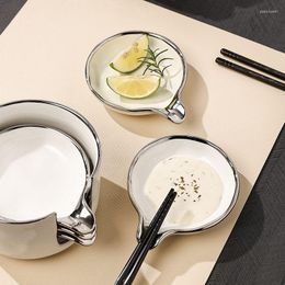 Storage Bottles 4Pcs Modern Light Ceramics Small Dish Exquisite Pot Dry Dipping Saucer Soy Sauce Vinegar Flavor