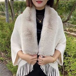 Scarves Douhoow Women Shawls Wraps Solid Warm Thicker Knit Tassel Scarves Autumn Winter Faux Fur Open Font Cardigan Wedding Shawl Scarf 230809