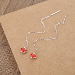 Dangle Earrings REETI 925 Sterling Silver Red Heart For Women Fashion Sterling-silver-jewelry FreeShip