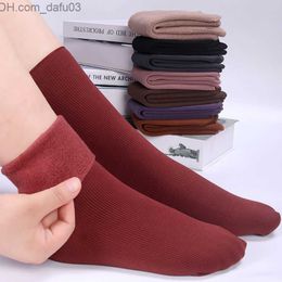 Socks Hosiery 2023 Winter New Unisex Long Hose Thickened Wool Warm Snow Home Hoses Fashion Solid Colour Medium stocking Z230810