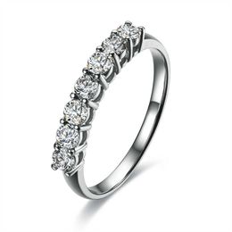 Band Rings 0.7Ct 7stone Genuine D Moissanite Diamond Ring Verified Guarantee AU750 Ring for Women Solid 18K White Gold Ring