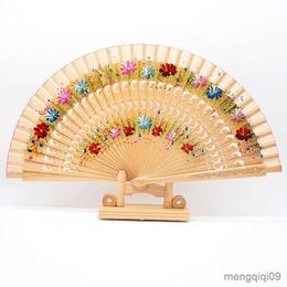 Chinese Style Products Folding Fan Wood Spanish Fan For Dancing Printing Hand Folding Fan Home Decoration Ornaments Craft Gifts For Guest R230810