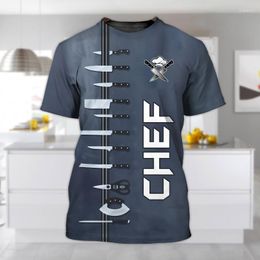 Men's T Shirts Summer Chef Shirt Custom 3D Printed T-shirt Round Neck Large Short Sleeved Top Fashionable Punk Street Clothing