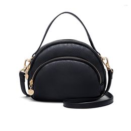 Evening Bags Cnoles Women Simple Versatile Small Round Bag Leather Tote Shoulder Lady Mobile Phone Handbag Trend