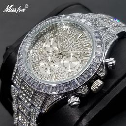 Wristwatches MISS Full Diamond Men's Watches Top Brand Luxury Ice Out Calendar Quartz Classic Design Week Display Waterproof Clock 230809