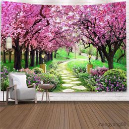 Tapestries Customizable Colourful Psychedelic Home Decoration Rose Flower Painting Tapestry Sunset Wall Picture Bohemian Tapestry R230810