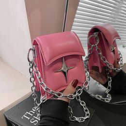 Wallets Personality Chain Y2K Star Clutch Handbags Korean Women Mini Crossbody Shoulder Bag Luxury Design Brand Gothic Messenger Purses