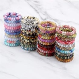 Telephone Wire Ring Cord Gum Tie Snake Print Elastic Girls Bands Rubber Ropes Bracelet Stretchy Scrunchy ZZ