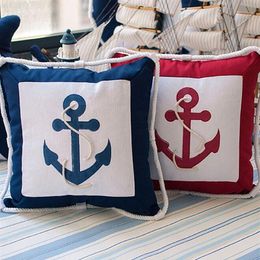 Whole-New 40 40cm Mediterranean Rudder Anchor Sailing Boat Canvas Throw Pillow Cover Office Home Supplies Pillowcase Pads303g