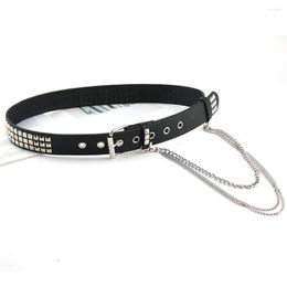 Belts Jeans Metal Chaining Punk Style Pant Chain PU Leather Belt Korean Waist Strap Female Waistband Casual Accessories