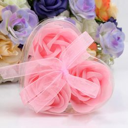 Decorative Flowers Heart Shaped Artificial Rose Soap Flower Scented Bath Body Romantic Souvenir Valentine'S Day Gift Wedding Favour Party