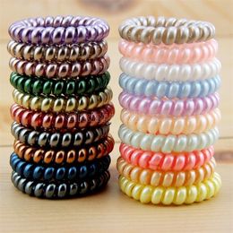 New Women Scrunchy Girl Coil Rubber Bands Ties Rope Ring Ponytail Holders Telephone Wire Cord Gum Tie BraceletZZ