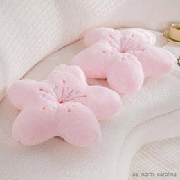 Stuffed Plush Animals 45cm New Pink Sakura Plush Flowers Plush Mat Lifelike Soft Cherry Blossom Cushion Plushie Props R230810