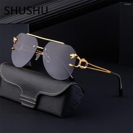 Sunglasses Fashion Oval Rimless Summer Glasses Steampunk Sun For Men Women Vintage Shades UV400
