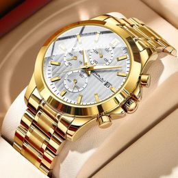 Wristwatches CRRJU Stainless Steel Watches For Mens Creative Fashion Luminous Dial With Chronograph Clock Male Casual