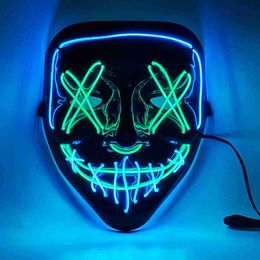 Halloween Mask Mixed Color Led Mask Party Masque Masquerade Masks Neon Mask Light Glow In The Dark Horror Mask Glowing Mask HKD230810