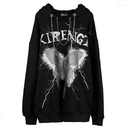 Men's Hoodies Black Gothic Hoodie Male Streetwear Cool Tops With Iron Chain Harajuku Sweatshirts Korean Hoody Nices Oversized