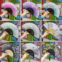 Chinese Style Products 1PC Portable Silk Folding Fan Retro Chinese Style Hand Fan Home Decoration Ornaments Party Wedding Pocket Art Crafts Gifts Decor