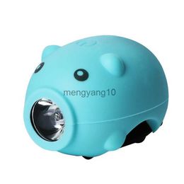 Bike Lights Super Cute Kids Anime Piggy Usb Rechargeable Bike Front Handlebar Lamp Silicone Speaker Bicycle Light HKD230810