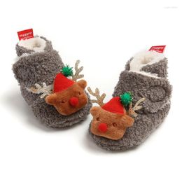 First Walkers Cartoon Christmas Plush Cotton Shoes Baby Warm Soft-soled Non-slip Toddler