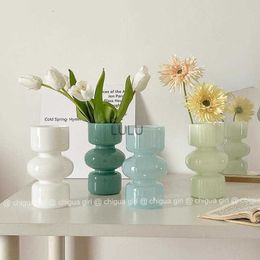 Korean Ins Simple Retro Glass Vase Home Decoration Water Flower Arrangement Light Luxury Desktop Soft Decoration HKD230810