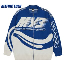 Men's Sweaters Aelfric Eden SPEED" Racing Cardigan Girl Y2K Retro Hip Hop Knitted Sweater Vintage Pullover Casual Wool Sweater Hipster Top 230810