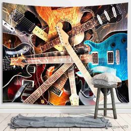 Tapestries Guitar Music Tapestry Concert Instruments Tapestry Rock Hippie Art Tapestries Wall Hanging Decor for Home Living Bedroom Dorm R230810