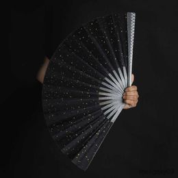 Chinese Style Products Tungsten Steel Alloy Self-defense Kung Fu Folding Fan Classical Silk Cloth Metal Hand Fan With Tassel Decoration Art Craft Gifts R230810