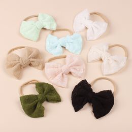 16208 New Infant Baby Mesh Big Bowknot Headband Kids Nylon Elastic Hair Band Children Headwear Kid Girls Hair Accessories 8 Colours