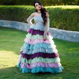 Skirts Unique Colourful Prom Women Skirt Ball Gown Ruffle 10 Layer Tulle Evening Party Long Poshoot Custom Made Any Colour