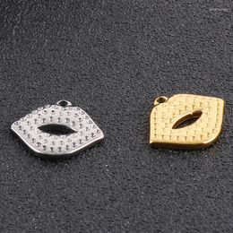 Charms 5Pcs/ Lot Stainless Steel Gold Color Lip Accessories For DIY Jewelry Chock Necklace Bracelet Making Findings