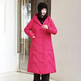 Women's Trench Coats Cotton Padded Parkas Snow Wear Overcoat Solid Outwear Winter Hooded Oversized 3XL Warm Thick Long Coat Women