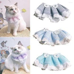 Dog Apparel Fashion Bowknot Pet Collar Cute Lace Mesh Embroidery Bib Burp Cloth Lovely Cat Necklace Neck Strap For Small Medium