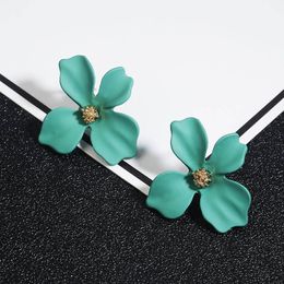 Fresh fashionable European and American petal earrings with refreshing temperament 5-color petal flower earrings alloy spray painted earrings earrings 00001822