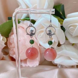 Dangle Earrings Natural Exquisite Salt Source Handwork Earring Genuine Jade With 925 Sterling Silver Jewellery Women Luck