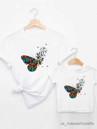 Family Matching Outfits Graphic Tee T-shirt Butterfly Love Heart Family Matching Outfits Boy Girl Women Kid Child Summer Mom Mama Mother Clothes R230810