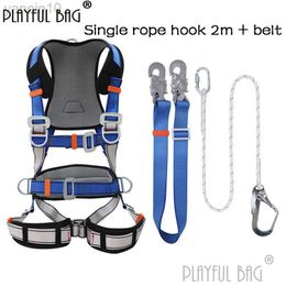 Rock Protection PB Playful bag Five point full body safety belt With safety rope Outdoor Climbing work at height protective equipment ZL74.1 HKD230810