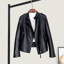 Women's Leather 2023 Sheepskin Coat For Women Clothing Fashion Black Genuine Jackets Moto Biker Jacket Chaquetas
