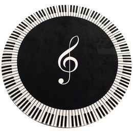 Carpets Carpet Music Symbol Piano Key Black White Round Non-Slip Home Bedroom Mat Floor Decoration2375